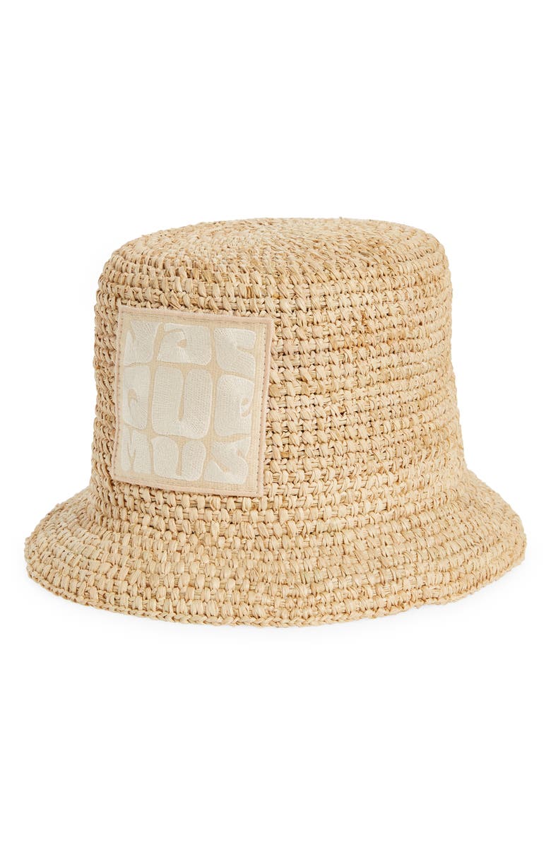 Jacquemus Le Bob Ficiu Embroidered Logo Raffia Bucket Hat, Main, color,