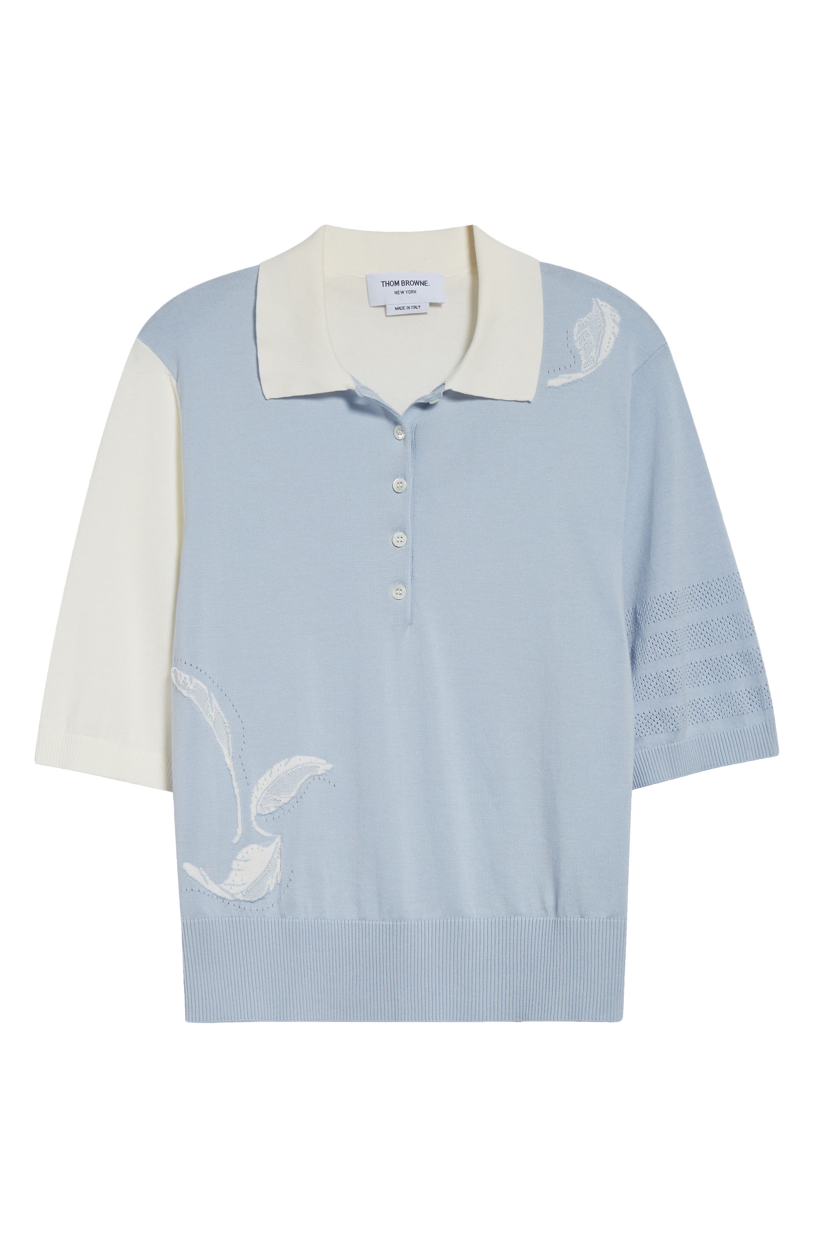Thom Browne Fun-Mix Feather Intarsia Cashmere Polo (Women) | Nordstrom