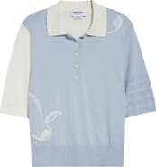 Thom Browne Fun-Mix Feather Intarsia Cashmere Polo