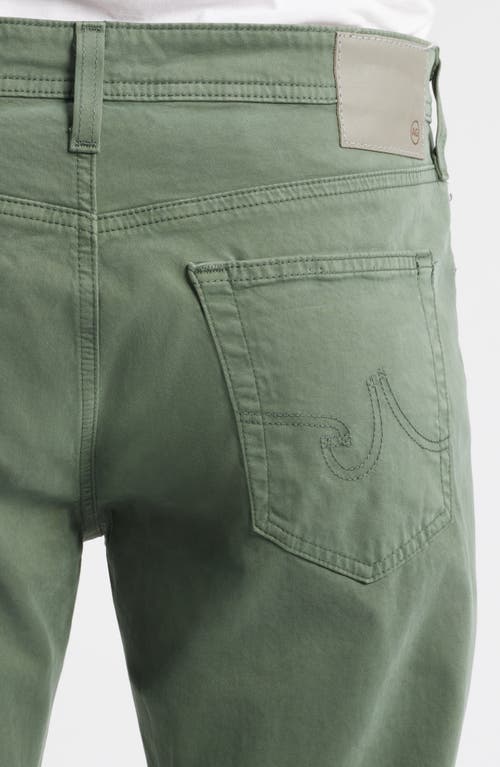 Ag Everett Sueded Stretch Sateen Slim Straight Leg Pants In Green