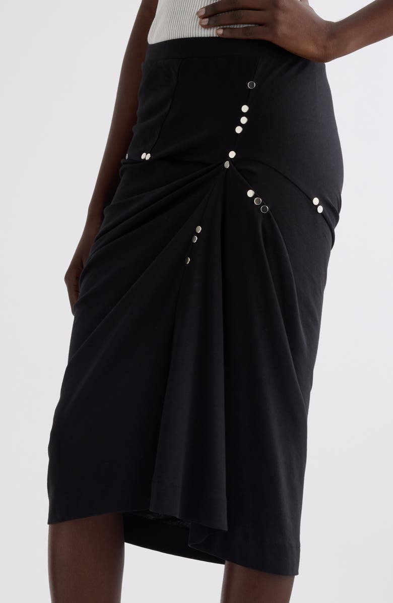 Dries Van Noten Studded Ruched Cotton Jersey Skirt, Alternate, color, 