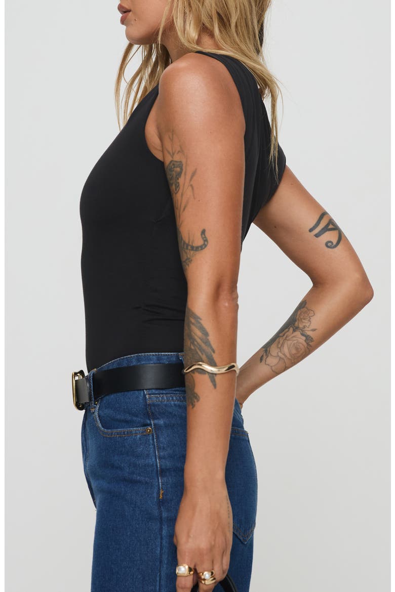 Miyako One-Shoulder Bodysuit, Alternate, color, BLACK