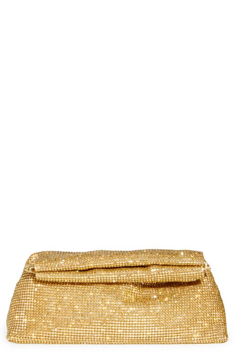 Akila Crystal Mesh Foldover Clutch