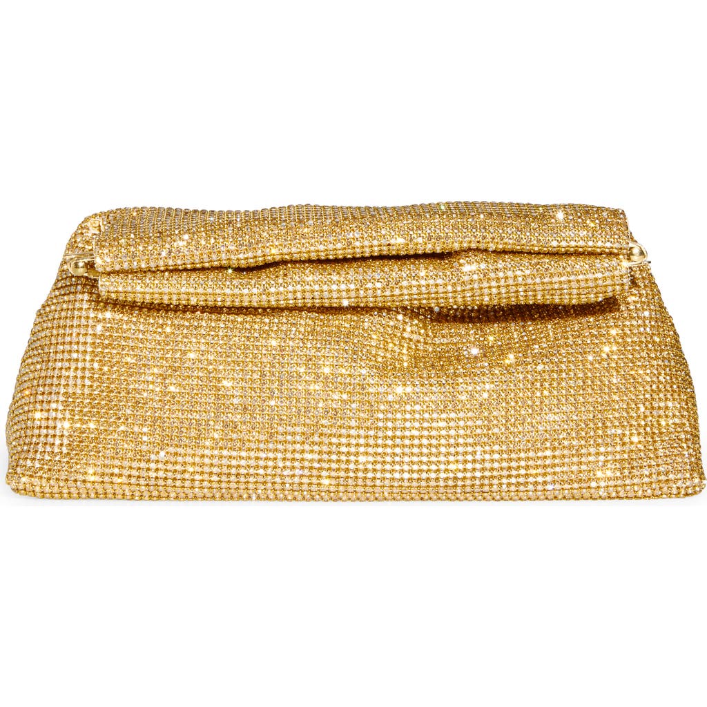 Dolce Vita Akila Crystal Mesh Foldover Clutch In Gold
