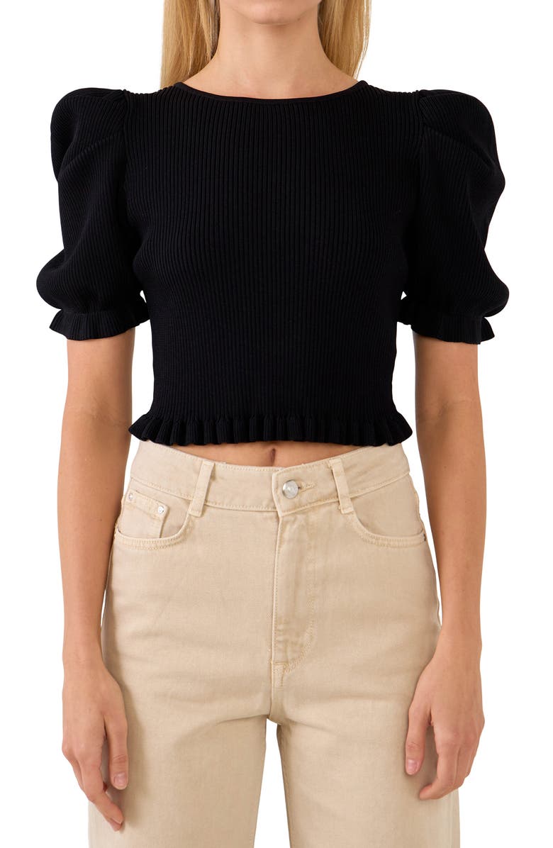 Endless Rose Puff Sleeve Open Back Knit Top, Main, color, 