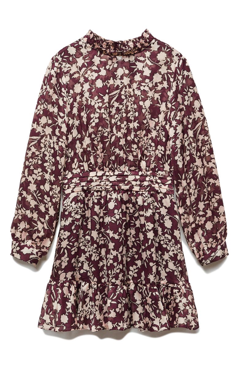 MANGO Floral Print Long Sleeve Minidress, Alternate, color,