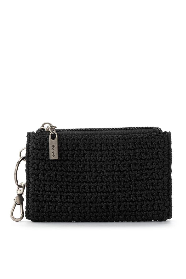 Encino Crochet Card Wallet, Main, color, Black