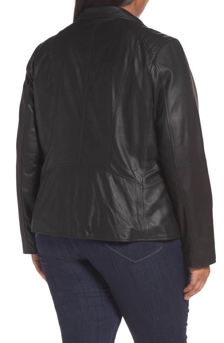 Andrew Marc Fabian Leather Moto Jacket, Alternate, color, Black