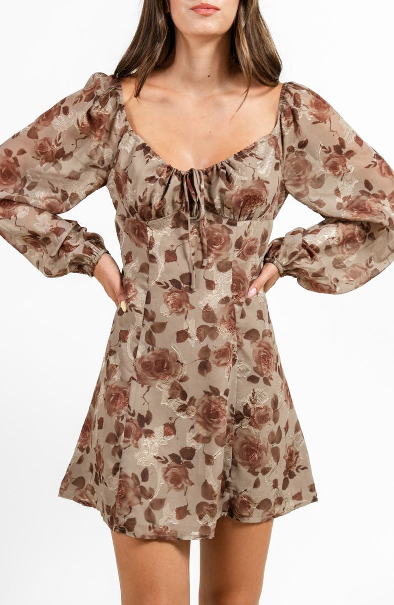 Beivy Sweetheart Jacquard Minidress, Alternate, color, Mocha Mousse