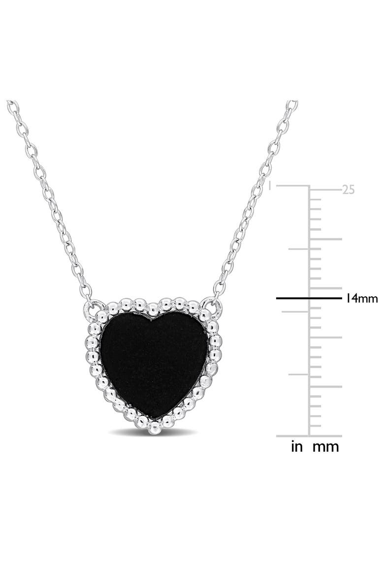 Semiprecious Stone Heart Pendant Necklace, Alternate, color, BLACK