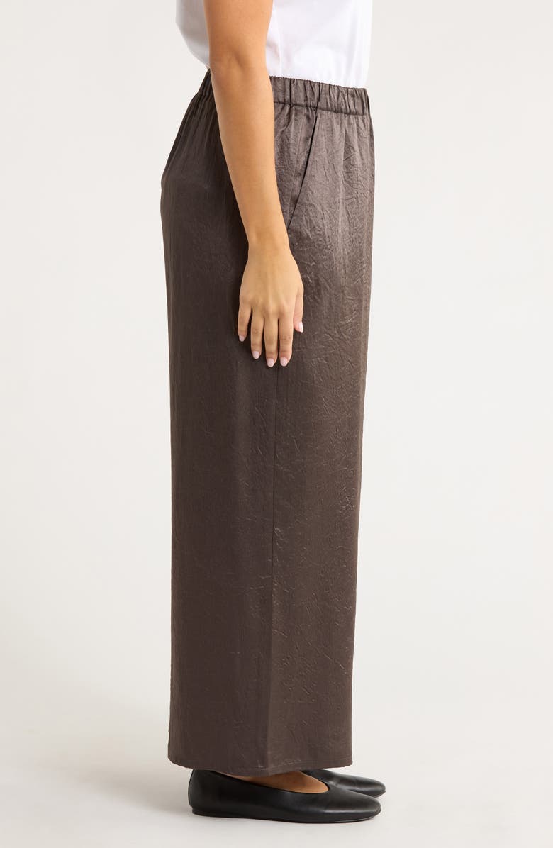 Eileen Fisher Crinkle Satin Wide Leg Ankle Pants, Alternate, color, Rye