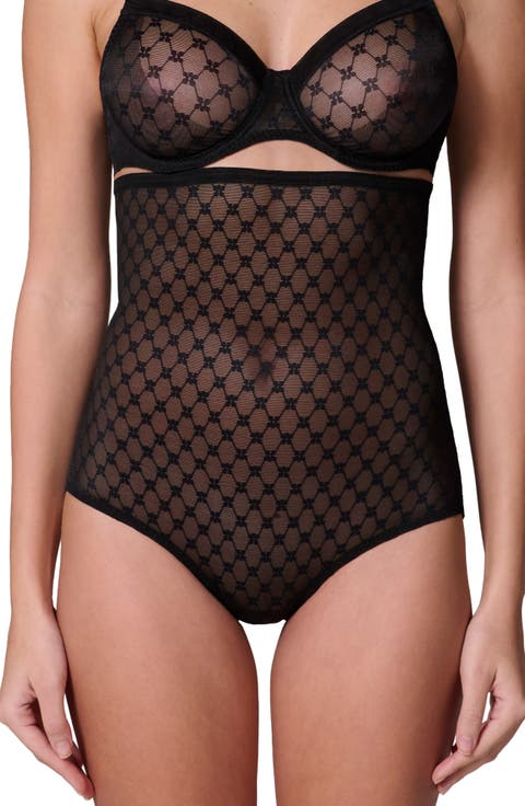 Plume Embroidered High Waist Shaping Briefs
