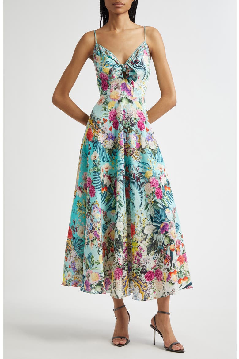 embellished linen dress CAMILLA Printed embellished linen and silk-blend maxi dress