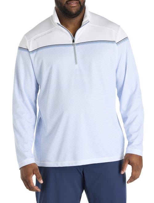 Vineyard Vines Sankaty Stripe Half-zip Performance Pullover In Blue
