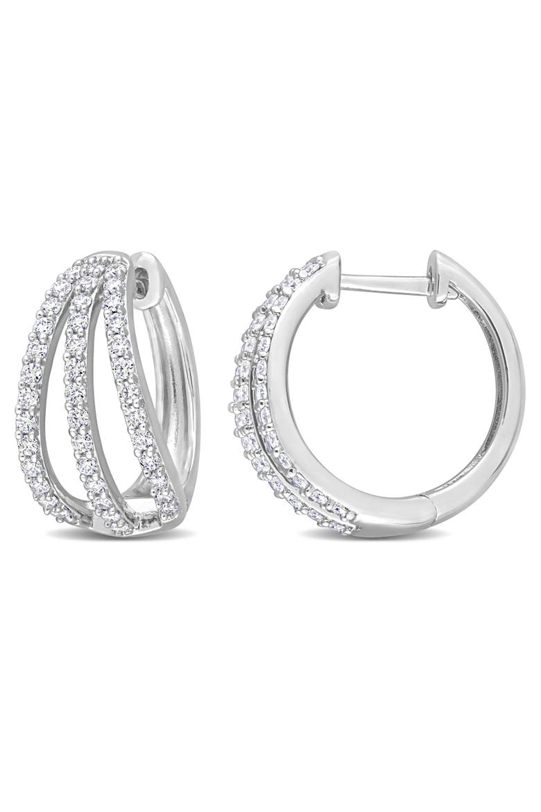 Moissanite Hoop Earrings, Main, color, Sterling Silver