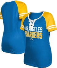 New Era Women's New Era  Powder Blue Los Angeles Chargers Raglan Lace-Up T-Shirt