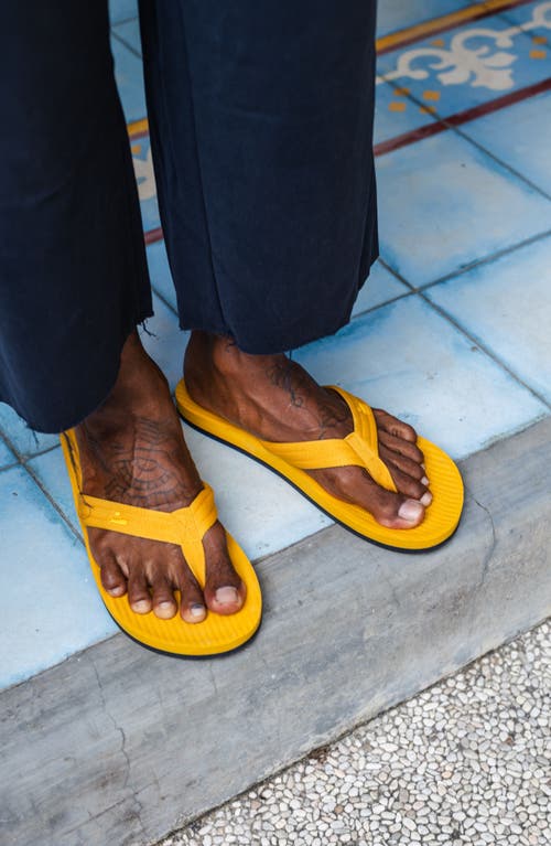 Indosole Responsibly-made Tire Sole Easy Living Flip Flops In Yellow