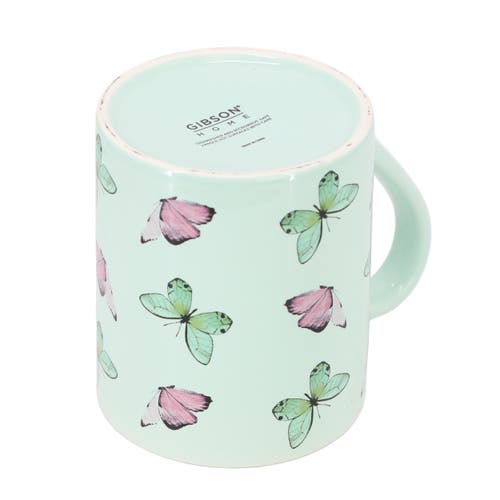 Gibson Home Butterfly Pop 4 Piece 18 Ounce Stoneware Mug Set In Multi