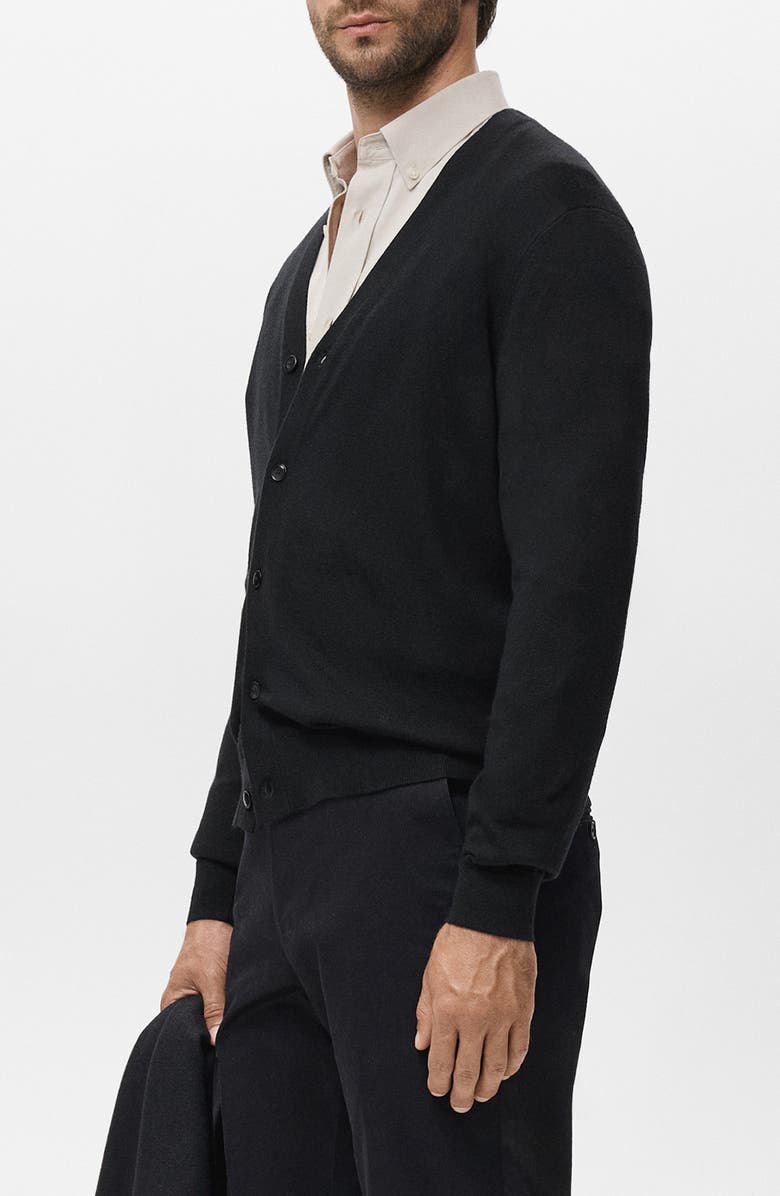 MANGO Solid Wool Cardigan, Alternate, color, Black