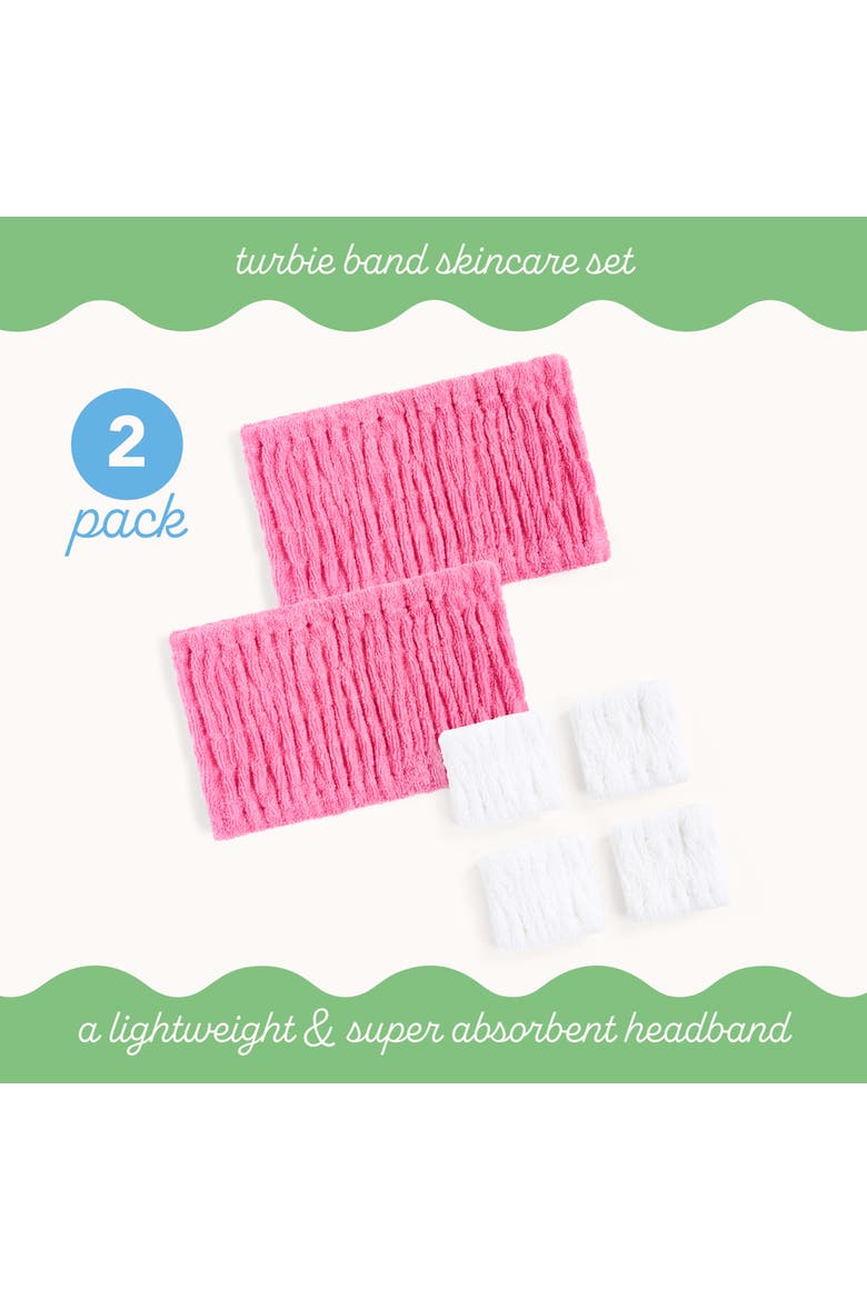 2 Turbie Band and 4 Turbie Wrist Bands Cotton Spa Set, Alternate, color, Pink