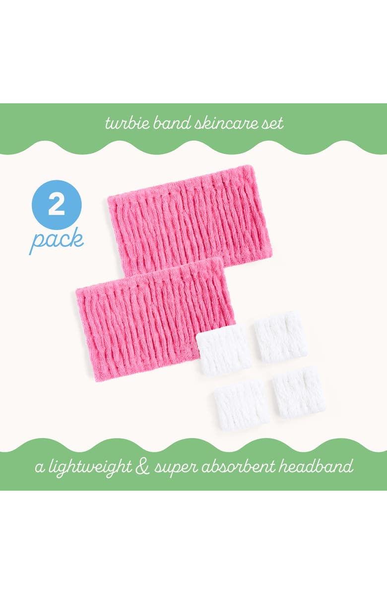 TURBIE TWIST 2 Turbie Band and 4 Turbie Wrist Bands Cotton Spa Set, Alternate, color, Pink