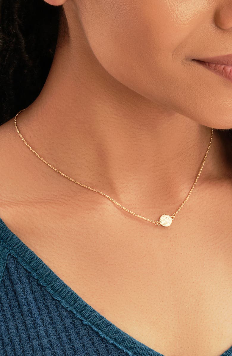 Sterling Forever Textured Circle Pendant Necklace, Alternate, color, 