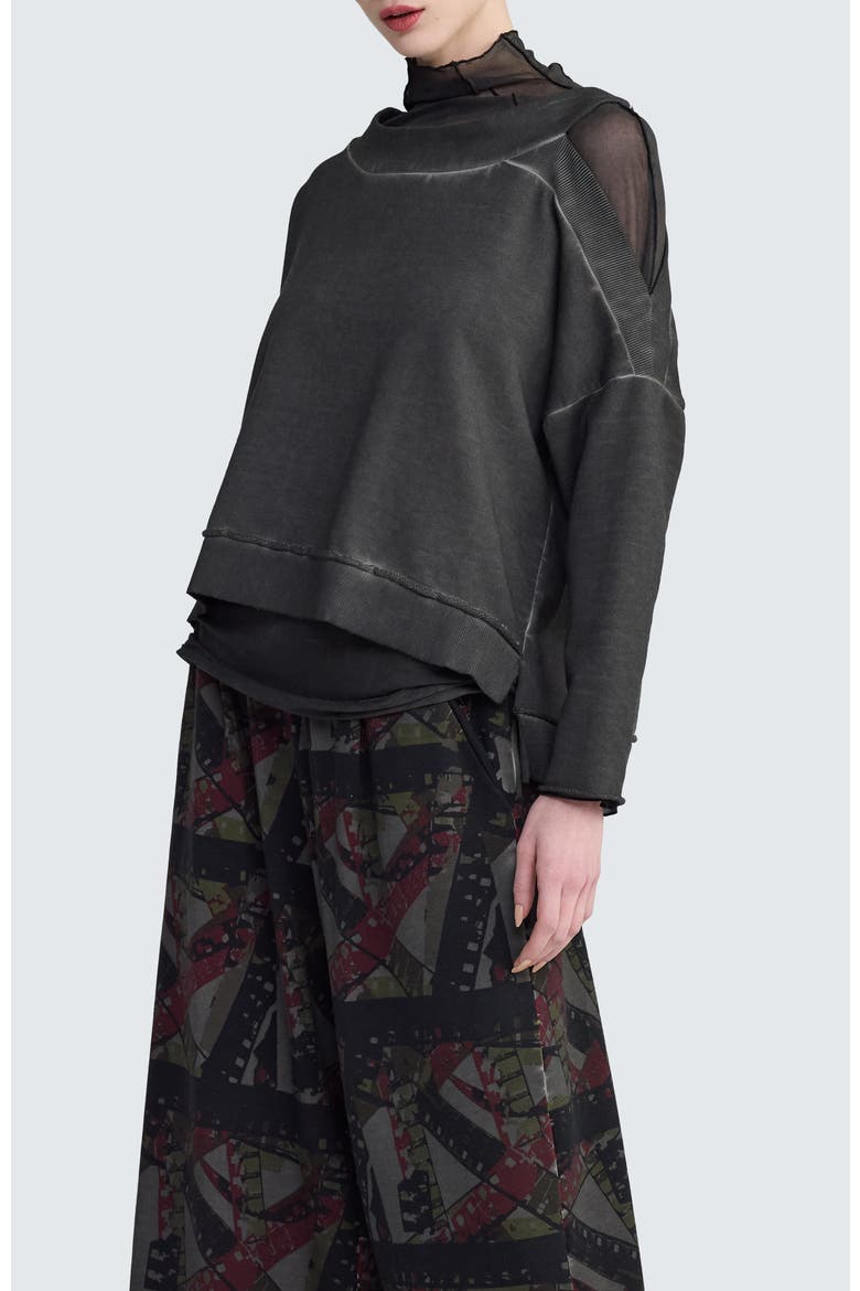 Yara One-Shoulder Pullover, Alternate, color, Misty Black