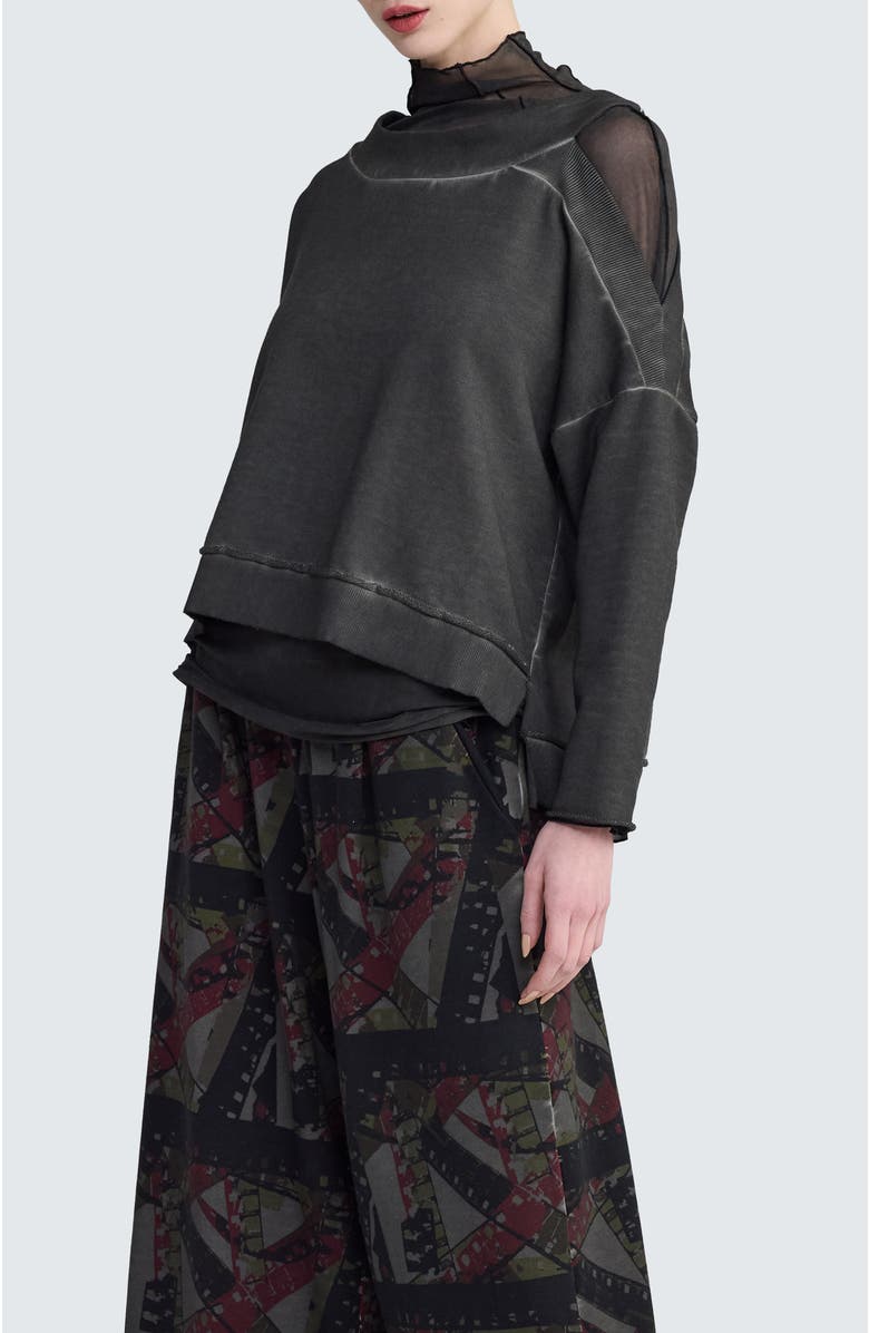 LUUKAA Yara One-Shoulder Pullover, Alternate, color, Misty Black