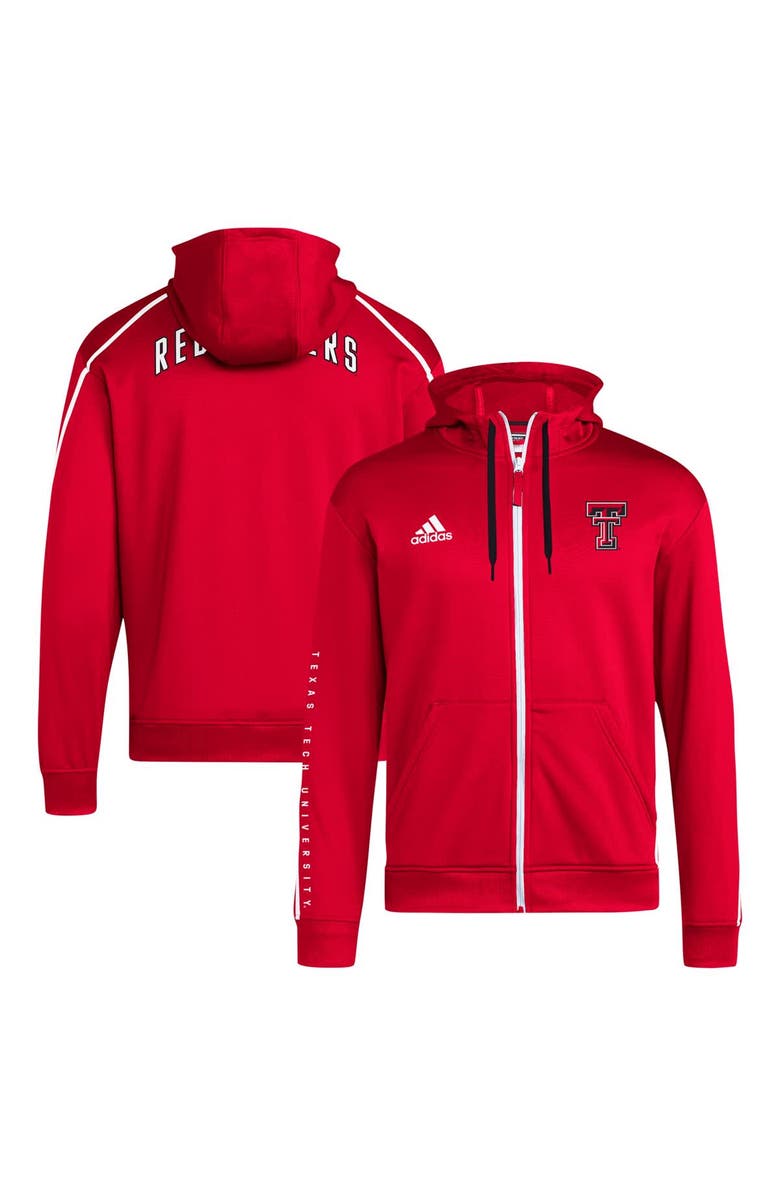 adidas Men's adidas Red Texas Tech Red Raiders 2024 Sideline Travel AEROREADY Full-Zip Hoodie, Alternate, color, Red