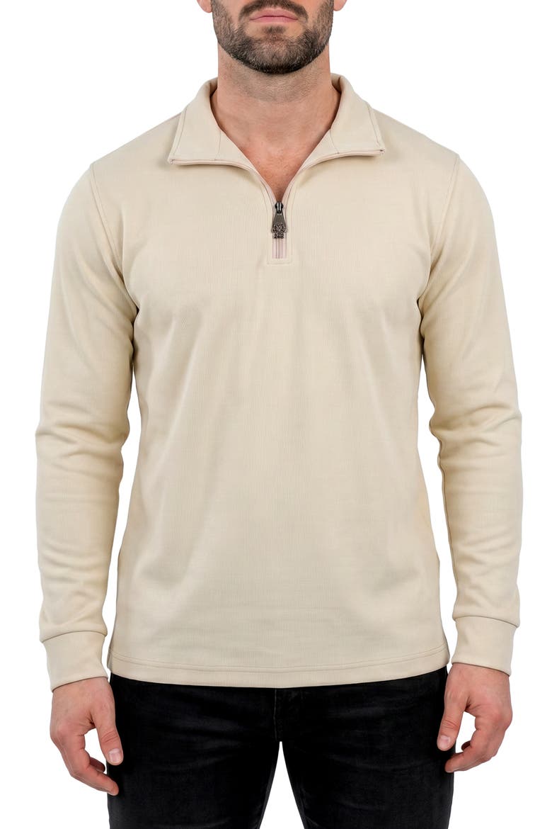Cotton Quarter Zip Sweater, Main, color, BEIGE