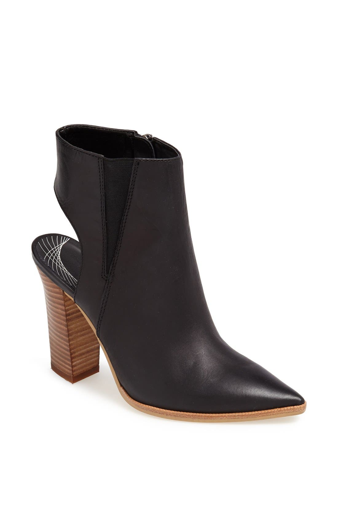 'Meridian' Cutout Pointy Toe Bootie, Main, color, BLACK