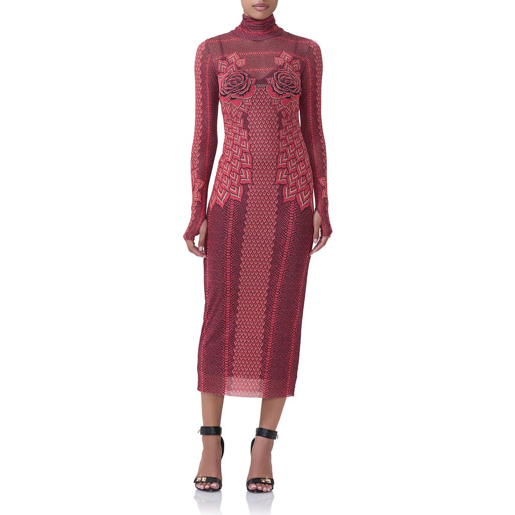 AFRM AFRM SHAILENE LONG SLEEVE TURTLENECK MESH DRESS