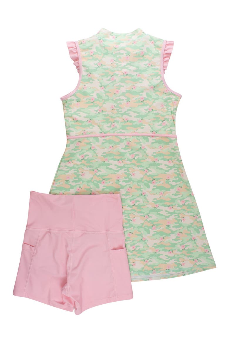 UPF50+ Active Sleeveless Zip Ruffle Sleeve Dress & Bike Short Set, Alternate, color, Sage Blossom Camo