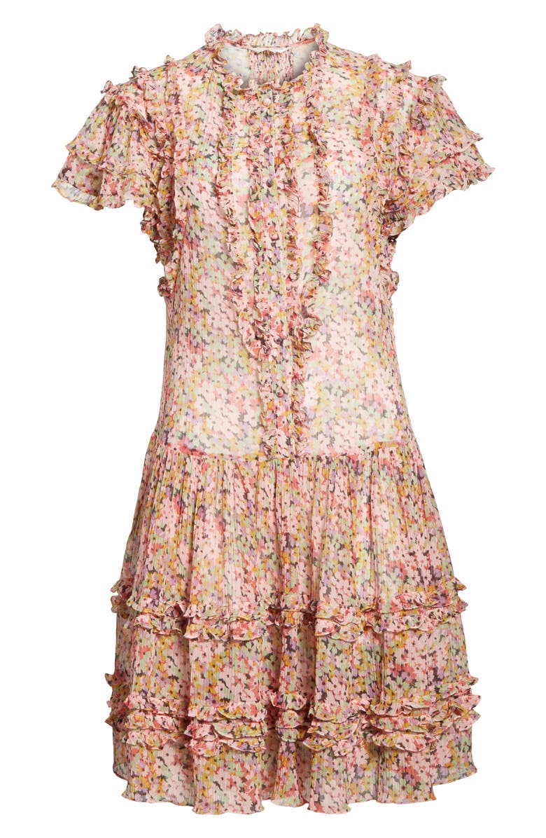 Rebecca Taylor Margo Ruffled Floral Drop Waist Dress, Alternate, color, 