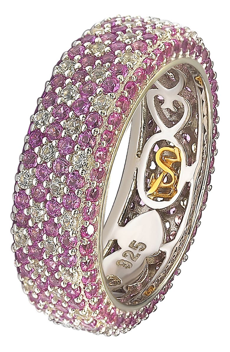 SUZY LEVIAN Sterling Silver Pavé Pink & White Sapphire Diamond Accent Eternity Band Ring - 0.02 ctw, Alternate, color, Pink
