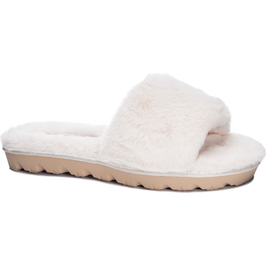 Chinese Laundry Rally Faux Fur Slide Sandal In Cream