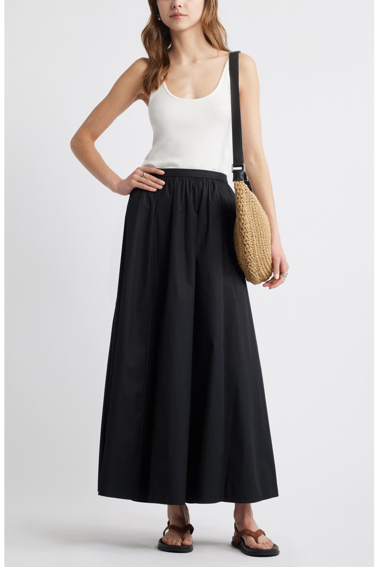 Cotton Poplin Maxi Skirt, Alternate, color, BLACK
