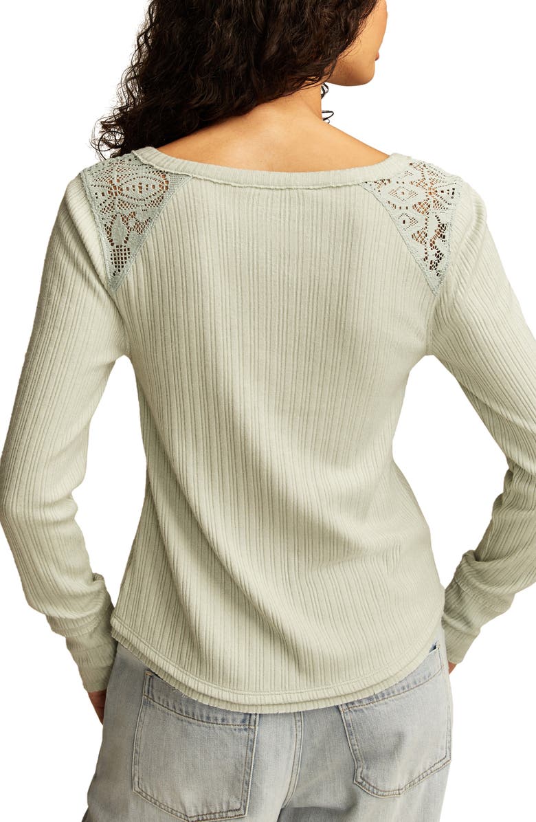 Lucky Brand Cloud Lace Rib Henley, Alternate, color, Aqua Gray
