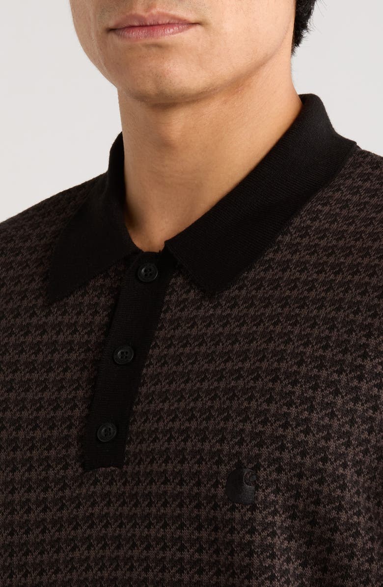 Carhartt Work In Progress Lowis Polo Sweater, Alternate, color, Black Multi Houndstooth