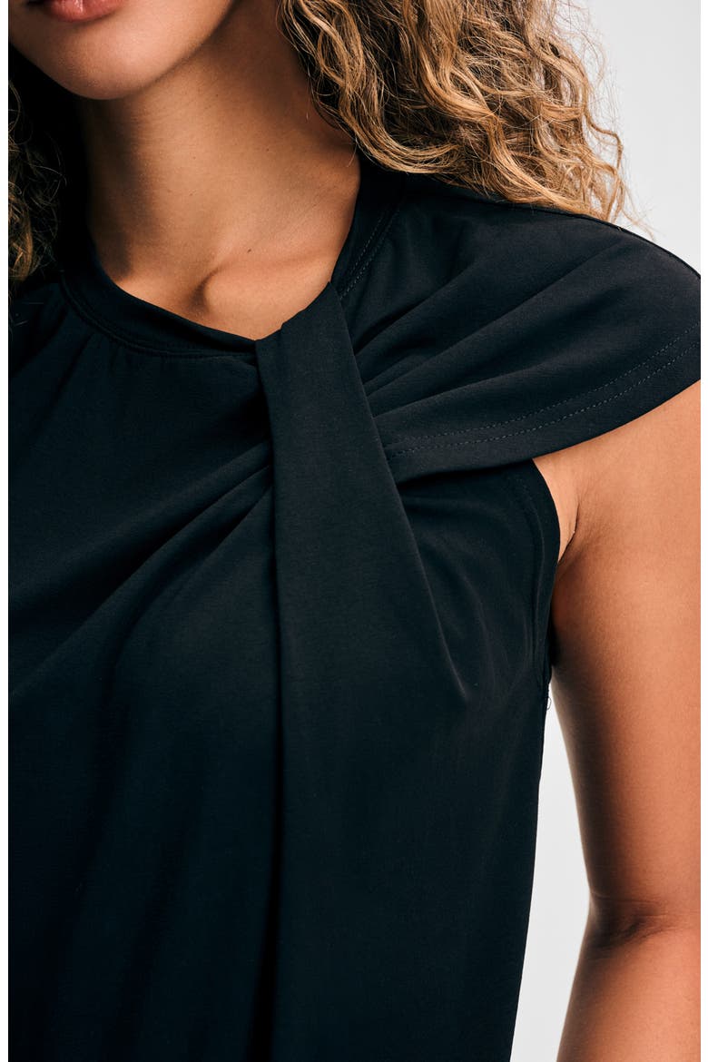 Cotton Twist Neck T-Shirt, Alternate, color, BLACK