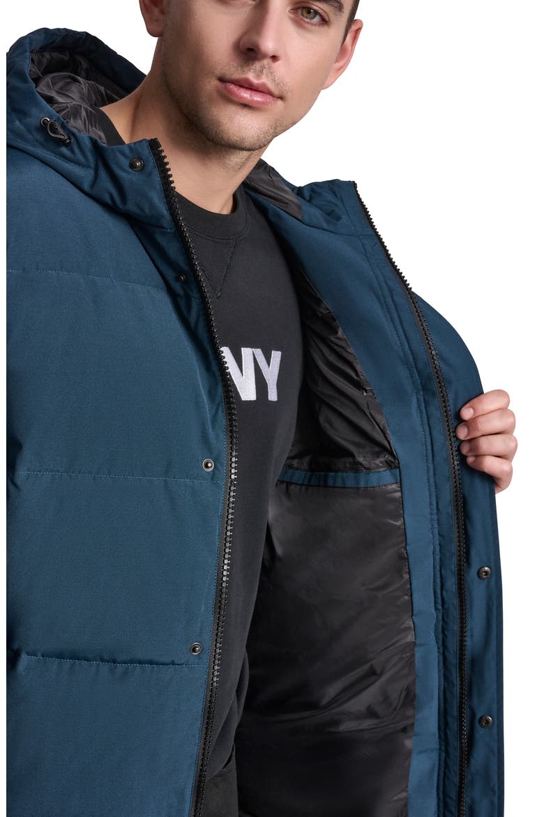 Zip Front Longline Puffer, Alternate, color, BLUE STEEL