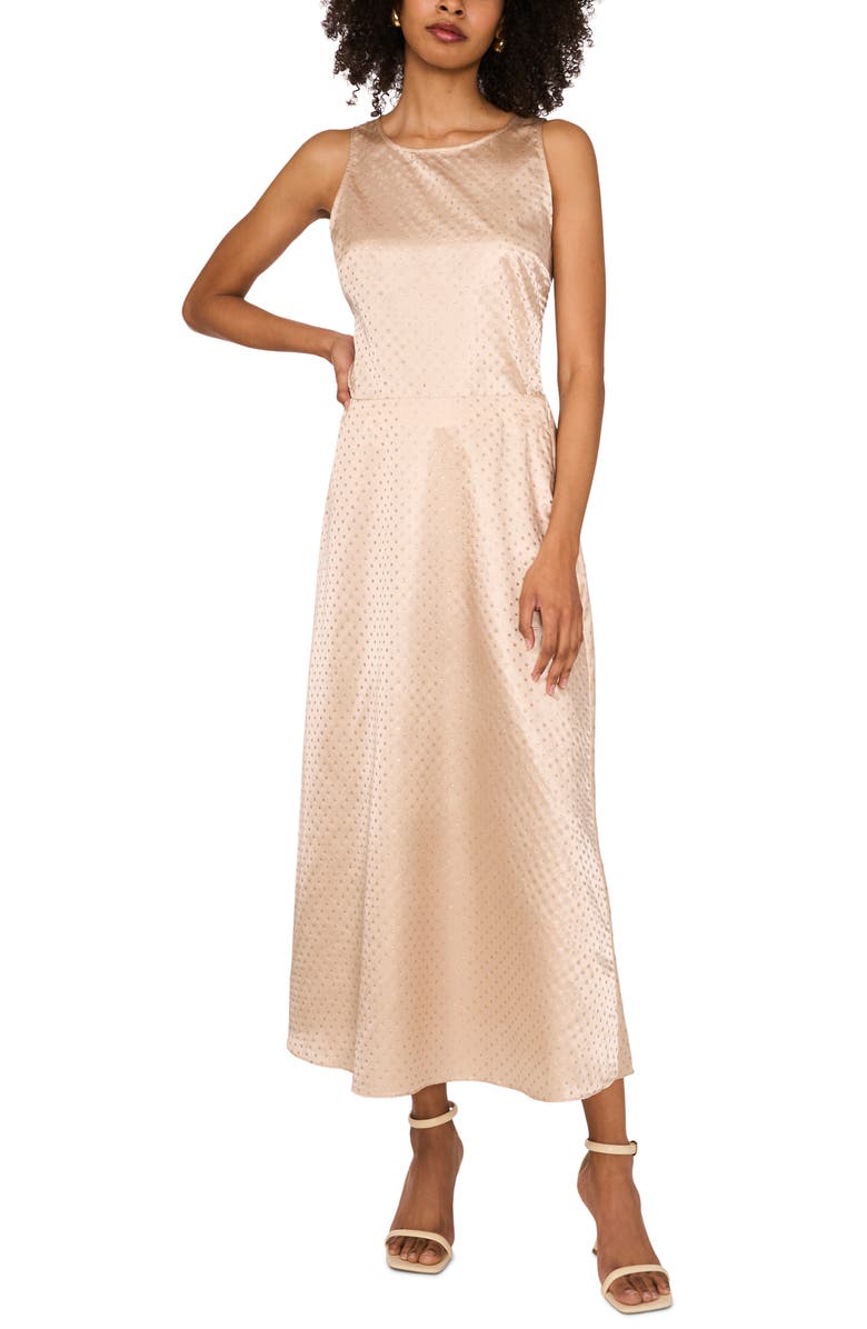 Vince Camuto Metallic Dot Bias Satin Maxi Skirt, Alternate, color, Solar Glow