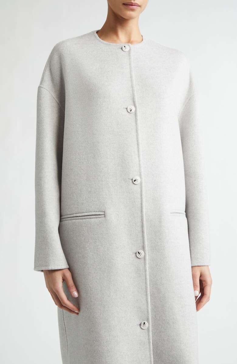 LOULOU DE SAISON Kerry Oval Shaped Wool & Cashmere Coat, Alternate, color, Light Grey Melange
