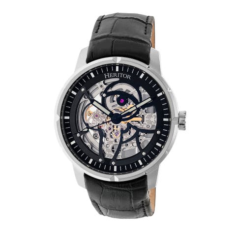 Ryder Skeleton Leather-Band Watch
