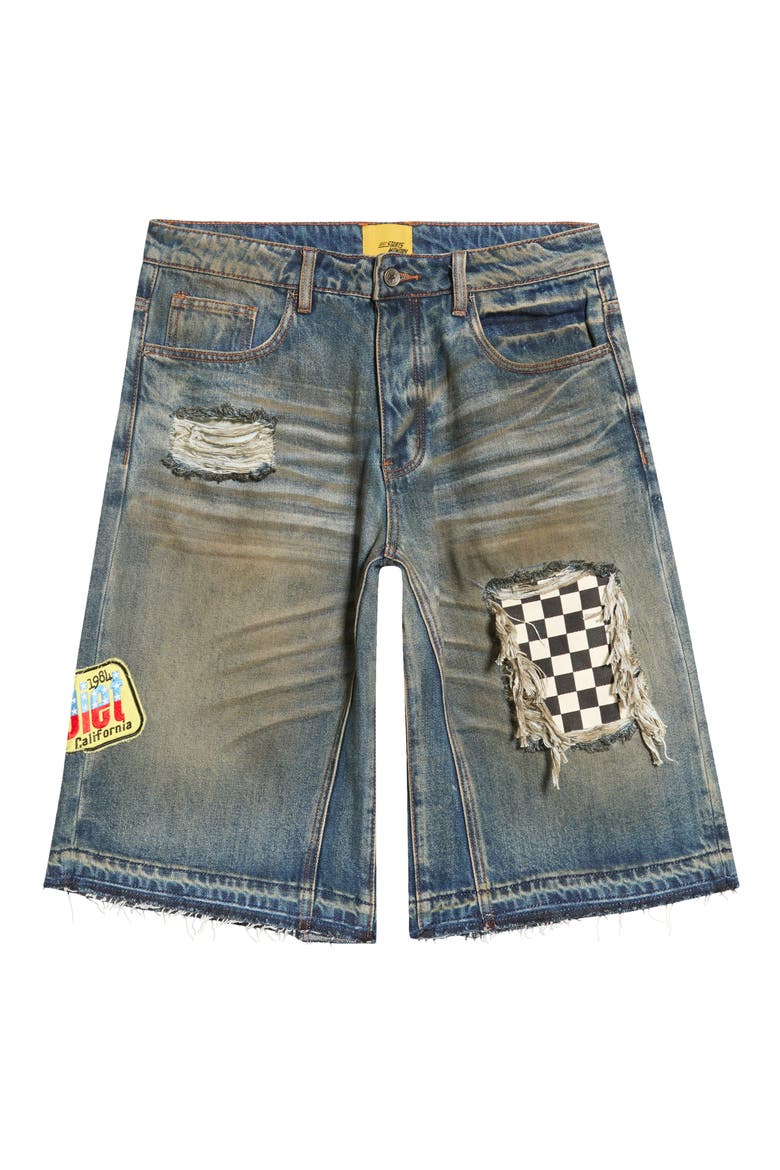 Venice Distressed Denim Shorts, Alternate, color, DARK INDIGO