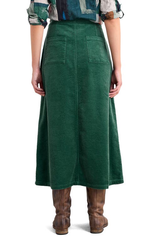 Seasalt Cornwall Window Wren Organic Cotton Corduroy Midi Skirt In Green