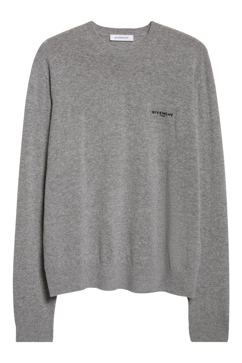 Logo Embroidered Wool & Cashmere Crewneck Sweater, Alternate, color, LIGHT GREY MELANGE