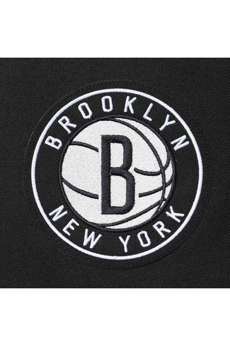 Women's JH Design Black Brooklyn Nets Plus Size Poly Twill Full-Snap Jacket, Alternate, color, Black