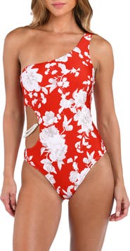L'AGENCE Ava Ikebana One-Shoulder Cutout One-Piece Swimsuit
