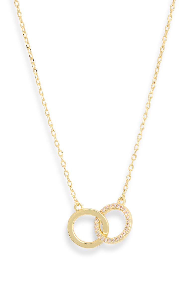 Demi Fine Cubic Zirconia Interlocking Circle Pendant Necklace, Main, color, CLEAR- GOLD